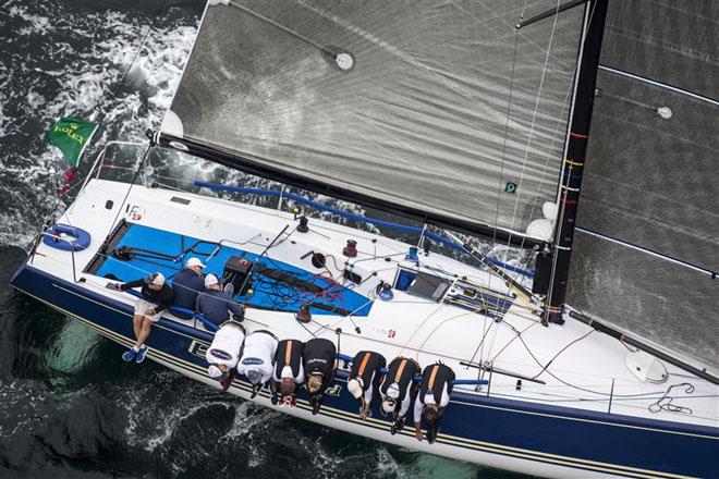 The crew, hiking hard on BARKING MAD (USA) - 2013 Rolex Farr 40 World Championship ©  Rolex/Daniel Forster http://www.regattanews.com